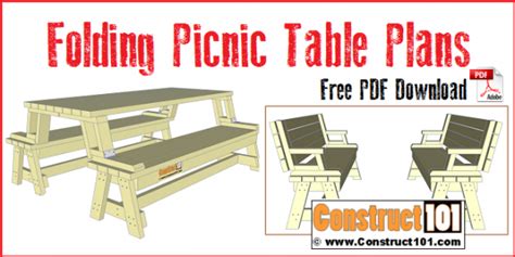 Folding Picnic Table Plans - PDF Download - Construct101