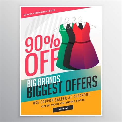 La Mode Vente Au Rabais Brochure Promotionnelle Flyer Template Avec Robe Illustration Et Formes ...