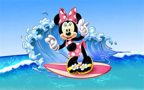 HD wallpaper: Minnie Mouse Surfing Sea Waves Images Disney Wallpaper Hd ...