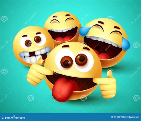 Emoji Smiley Funny Friends Taking Selfie Vector Characters. Smiley ...