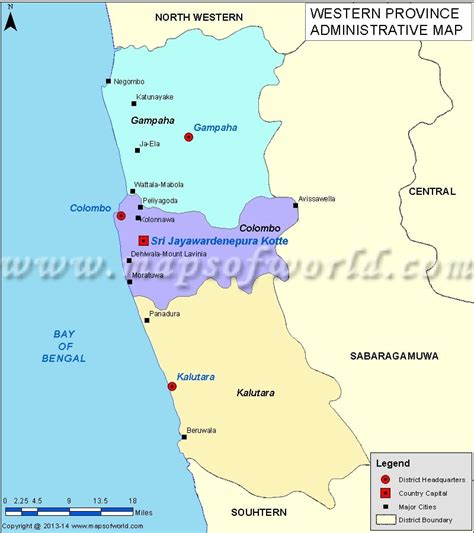 Western Province Map, Districts of Western Province of Sri Lanka