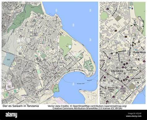 Dar Es Salaam City Road Map - Southwest Asia Map