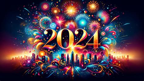 2048x1152 Resolution 2024 New Year HD Colorful 2024 Fireworks Greeting 2048x1152 Resolution ...