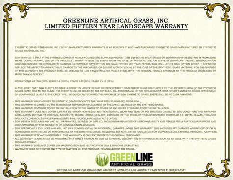 Warranty - Greenline Artificial Grass