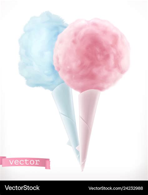 Cotton candy sugar clouds 3d realistic icon Vector Image