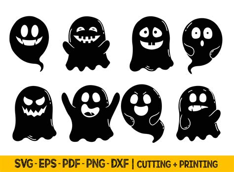 Cute Ghost Svg Bundle, Ghost Clipart Svg Files, Funny Halloween Svg for ...