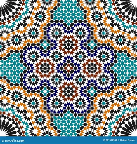 Seamless Geometric Pattern in Arabic Style Zellij Stock Vector - Illustration of colored, flower ...