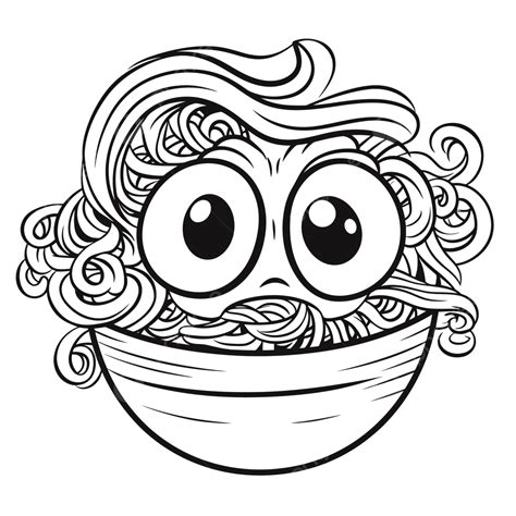 Cartoon Asian Bowl Illustration With Eyes And A Mouth Outline Sketch Drawing Vector, Creepy ...
