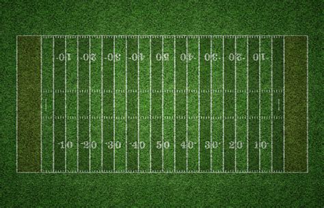 American Football Field On Grass Stock Photo - Download Image Now - iStock