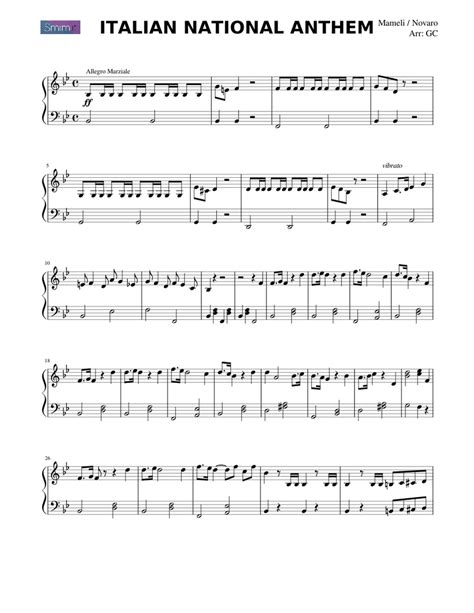 Italian National Anthem Sheet music for Piano (Solo) Easy | Musescore.com