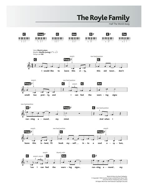 Half The World Away by Oasis Sheet Music for Piano Chords/Lyrics at ...