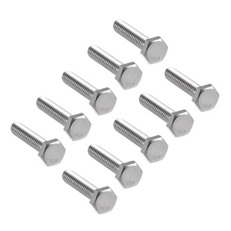 UXCELL 10Pcs 1/4 20x1 1/4" Bolts 304 Stainless Steel Hex Head Screw Bolt Fastener Home Office ...