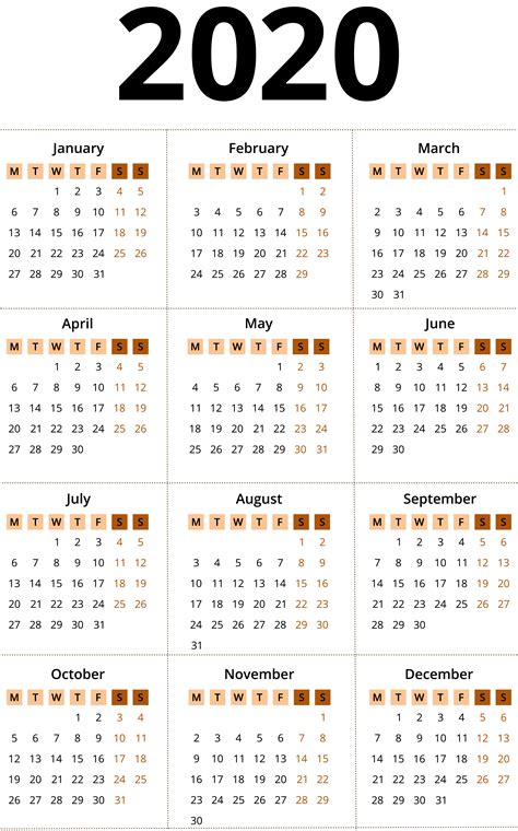 2020 Calendar PNG Transparent Images | PNG All