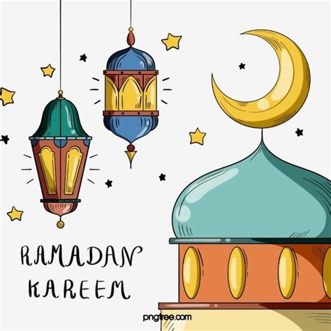 Hand Drawn Banner Clipart PNG Images, Hand Drawn Cartoon Ramadan ...