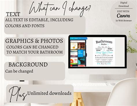 Bathroom Rules Sign printable Signbathroom Decordigital - Etsy