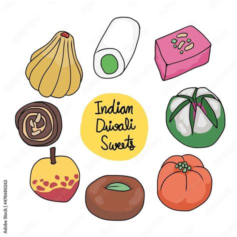 Indian Diwali desserts drawing vector set illustration | Art and craft videos, Desserts drawing ...