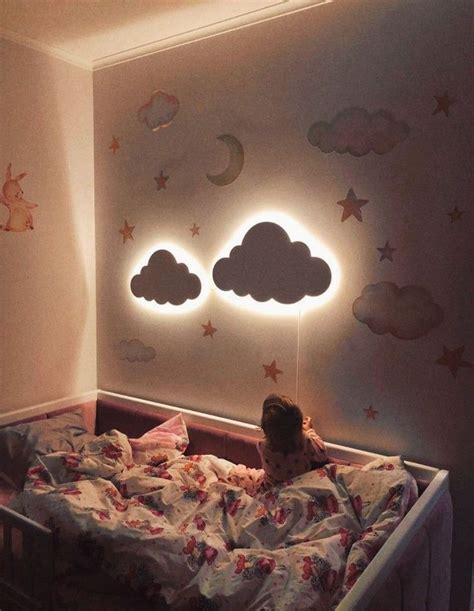 Nube Noche madera de la luz de la lámpara Niños habitación del bebé ...