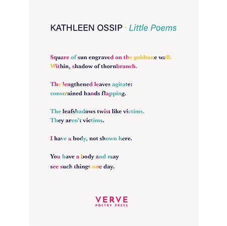 Kathleen Ossip – Little Poems [2022] – Verve Poetry Press