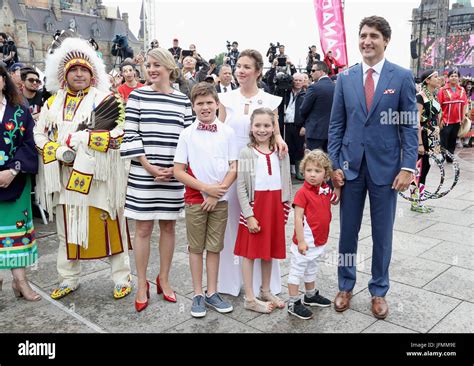 Justin Trudeau, Prime Minister of Canada and his wife Sophie Gregoire Trudeau and their children ...