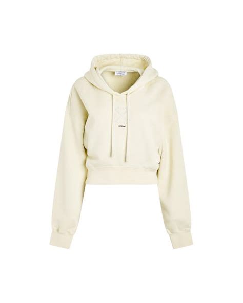 Off-White c/o Virgil Abloh Small Arrow Pearl Crop Hoodie In Beige in ...