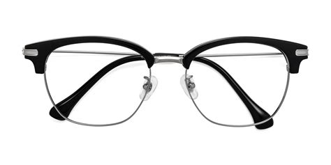 Black / Sliver Browline Retro-Vintage Lightweight Blue Light Glasses ...