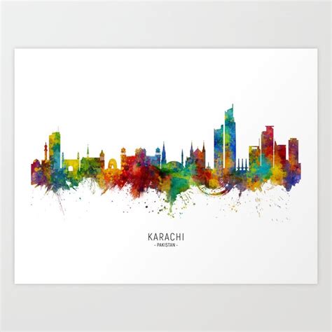 Karachi Pakistan Skyline Art Print by artPause - Michael Tompsett ...