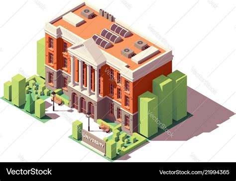 Isometric university building Royalty Free Vector Image