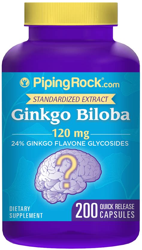 Ginkgo Biloba Extract 120 mg 200 Pills | Ginkgo Biloba Supplement | Piping Rock Health Products