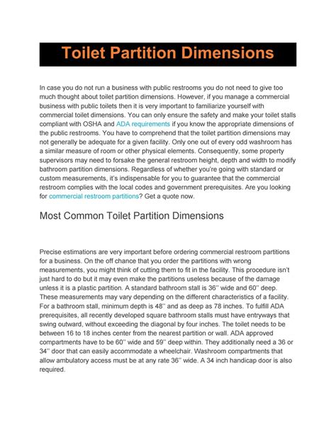 Toilet partition dimensions hardware by 10 spec - Issuu