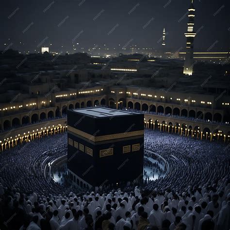 Premium AI Image | Makkah Kaaba hajj Muslims Ai photo