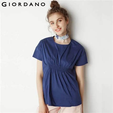 Giordano Women Shirt Printed Pattern Short Sleeves Tops Women Crewneck ...