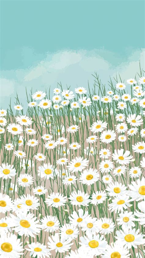 Blooming white daisy flower mobile phone wallpaper vector | premium ...