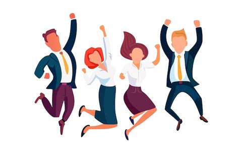 Premium Vector | People joy at work people rejoice in victory working ...