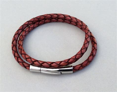 Mens Leather Bracelet, Braided Leather Bangle, Men's Jewelry, Brown Leather by HappyLaika on ...