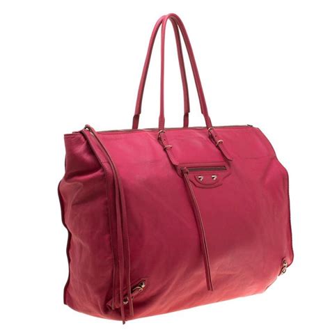 Balenciaga Dark Pink Leather Papier A4 Tote For Sale at 1stdibs