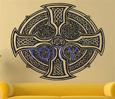 Celtic Cross Wall Sticker Celt Sign Vinyl Decal Room Retro Decor Art Mural H57cm x W69cm-in Wall ...