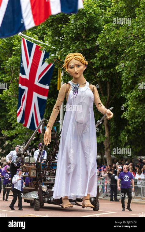 Giant Lady Godiva puppet figure at the Queen's Platinum Jubilee Pageant ...