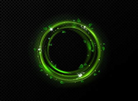 Green light circle frame with sparks and leaves 16962851 Vector Art at ...