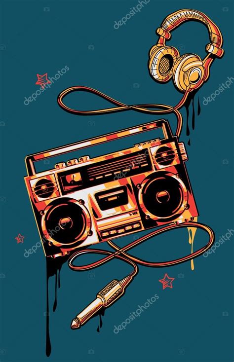 Boombox and headphones in graffiti style — Stock Vector © alex_scholar ...