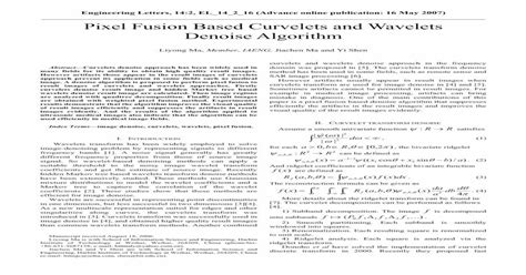 (PDF) Pixel Fusion Based Curvelets and Wavelets Denoise Algorithm - PDFSLIDE.NET