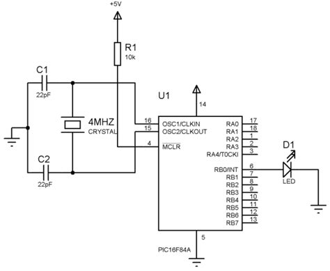 Pic16F84A Led Chaser Circuit Diagram