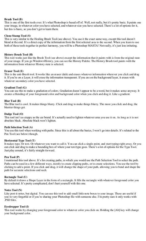 Photoshop tools and their functions