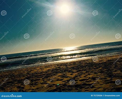 Sun glaring over beach stock photo. Image of glaring - 75729506