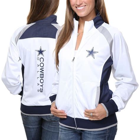 Dallas Cowboys Ladies Full Zip Track Jacket - White | Dallas cowboys outfits, Dallas cowboys ...