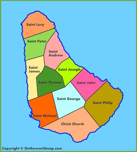 Barbados Parish Map - Administrative map of Barbados - Ontheworldmap.com