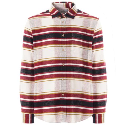 Portuguese Flannel Burgundi Stripe Flannel Shirt | Burgundy | 20006-BUR