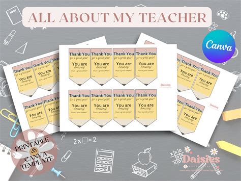 Thank You Gift Printable, Teacher Gift Tag Instant Download, Editable ...