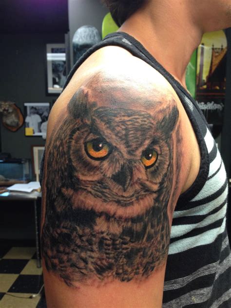 My new Great Horned Owl tattoo. Done by Charlie3am at 2 Tone Tattoos. Montgomery, NY : tattoos