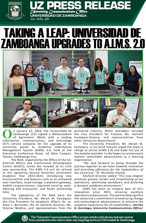 Taking A Leap: Universidad de Zamboanga Upgrades To AIMS 2.0 – Universidad de Zamboanga