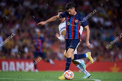 Robert Lewandowski Barcelona Shooting Goal During Editorial Stock Photo ...